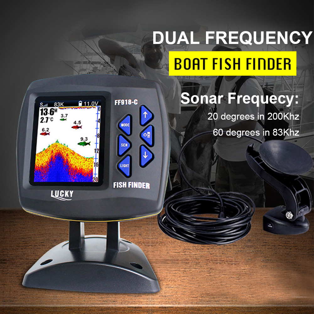 FF918-C100DS Color Screen Wire - đánh giá và giá Fish Finder Transducer
